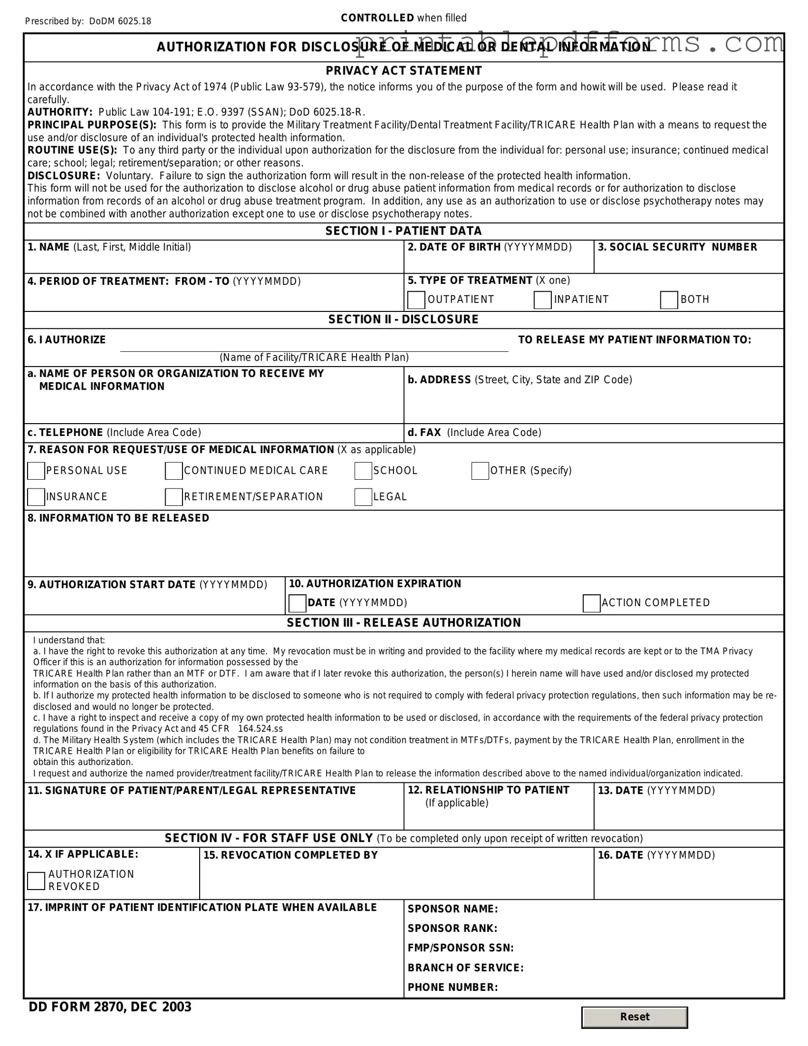 Fill a Valid DD 2870 Form
