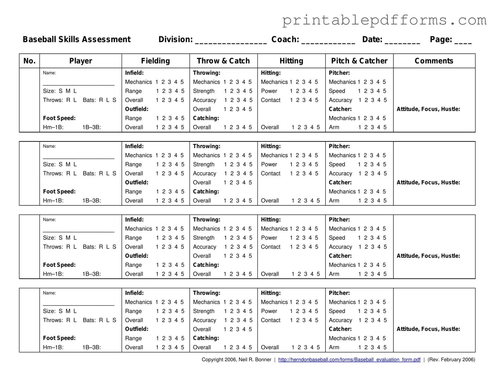 Fill a Valid Baseball Assessment Form