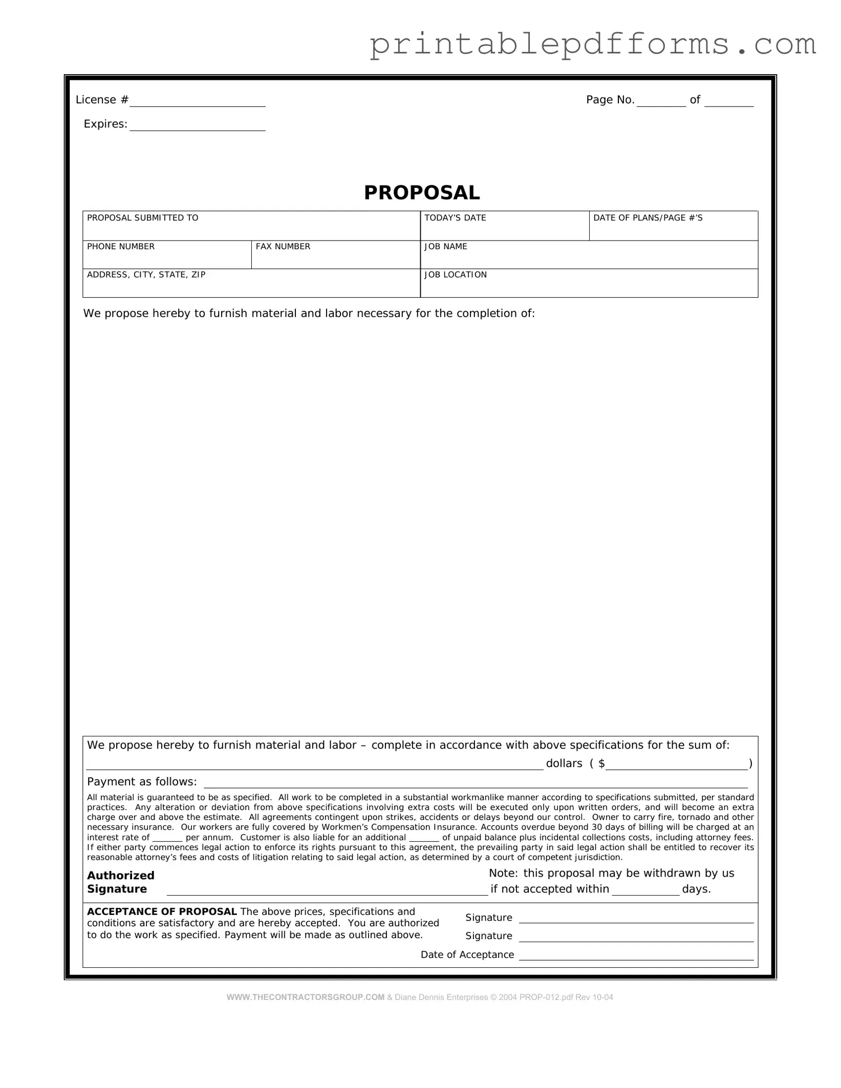 Fill a Valid Construction proposal form Form