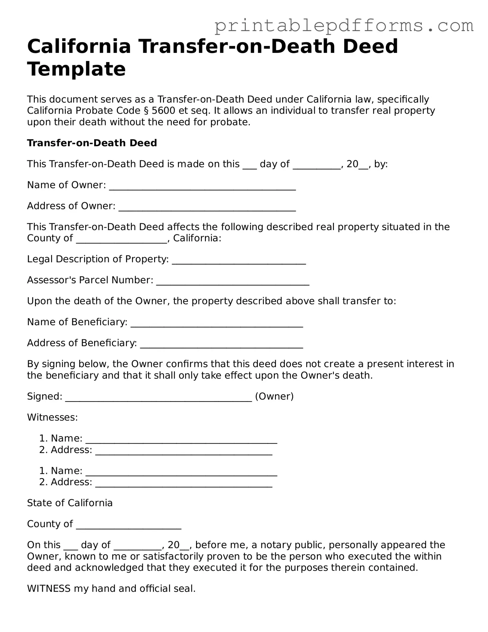 California Transfer-on-Death Deed Document