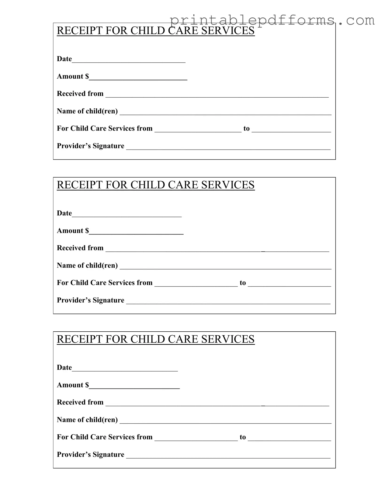 Fill a Valid Childcare Receipt Form