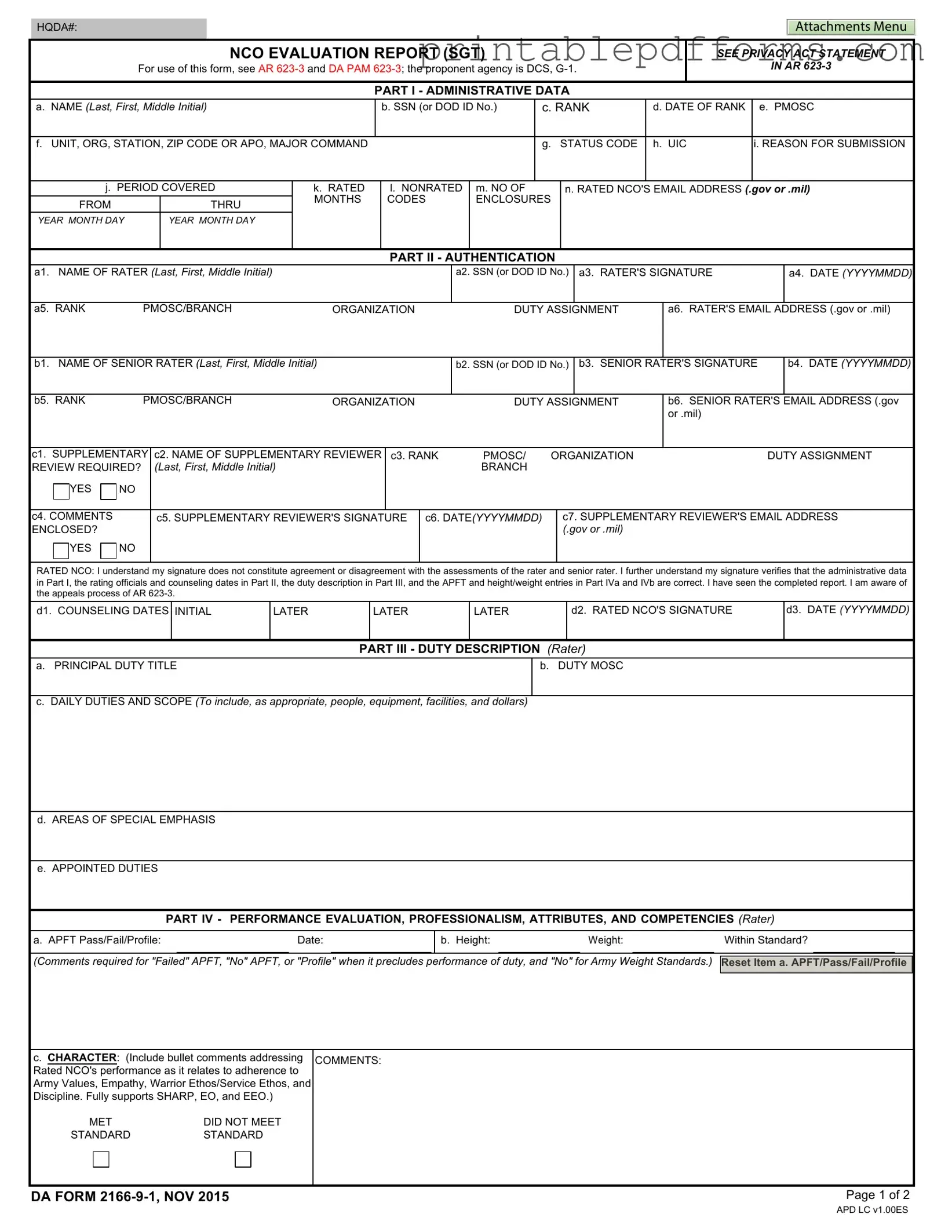 Fill a Valid Da 2166 9 1 Form