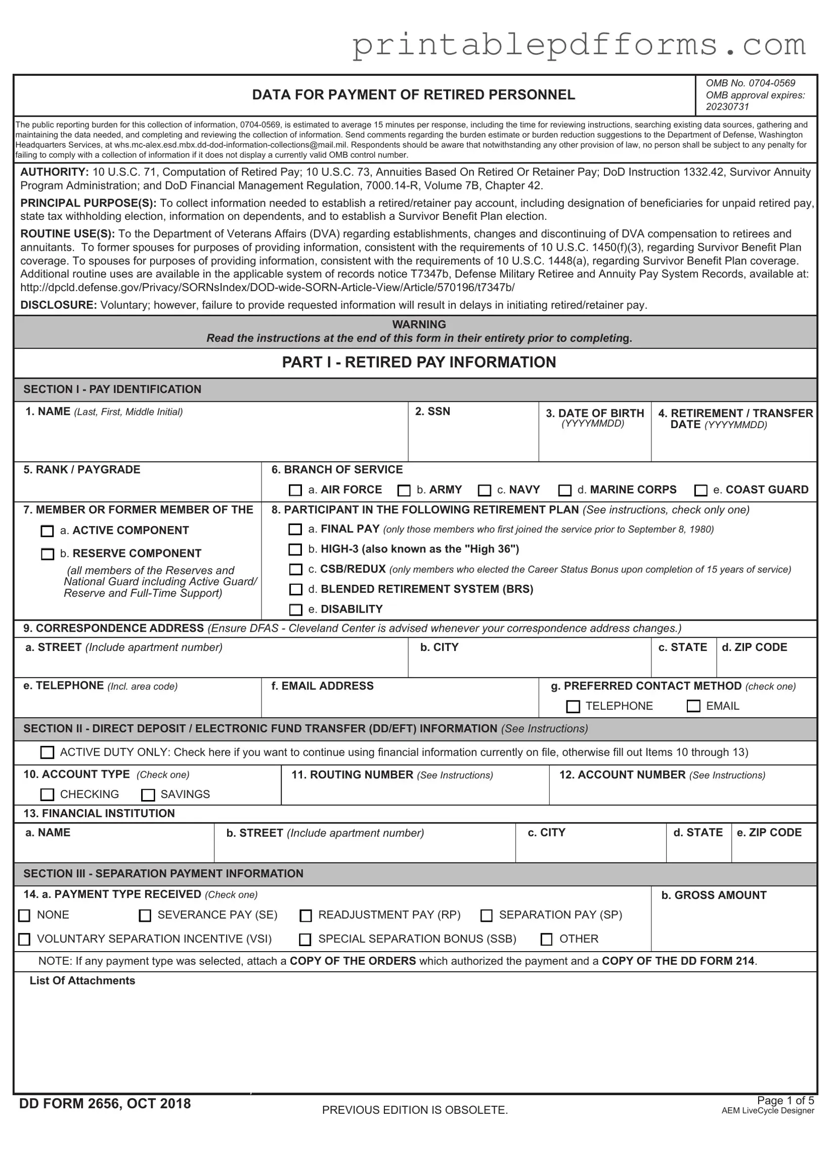 Fill a Valid DD 2656 Form