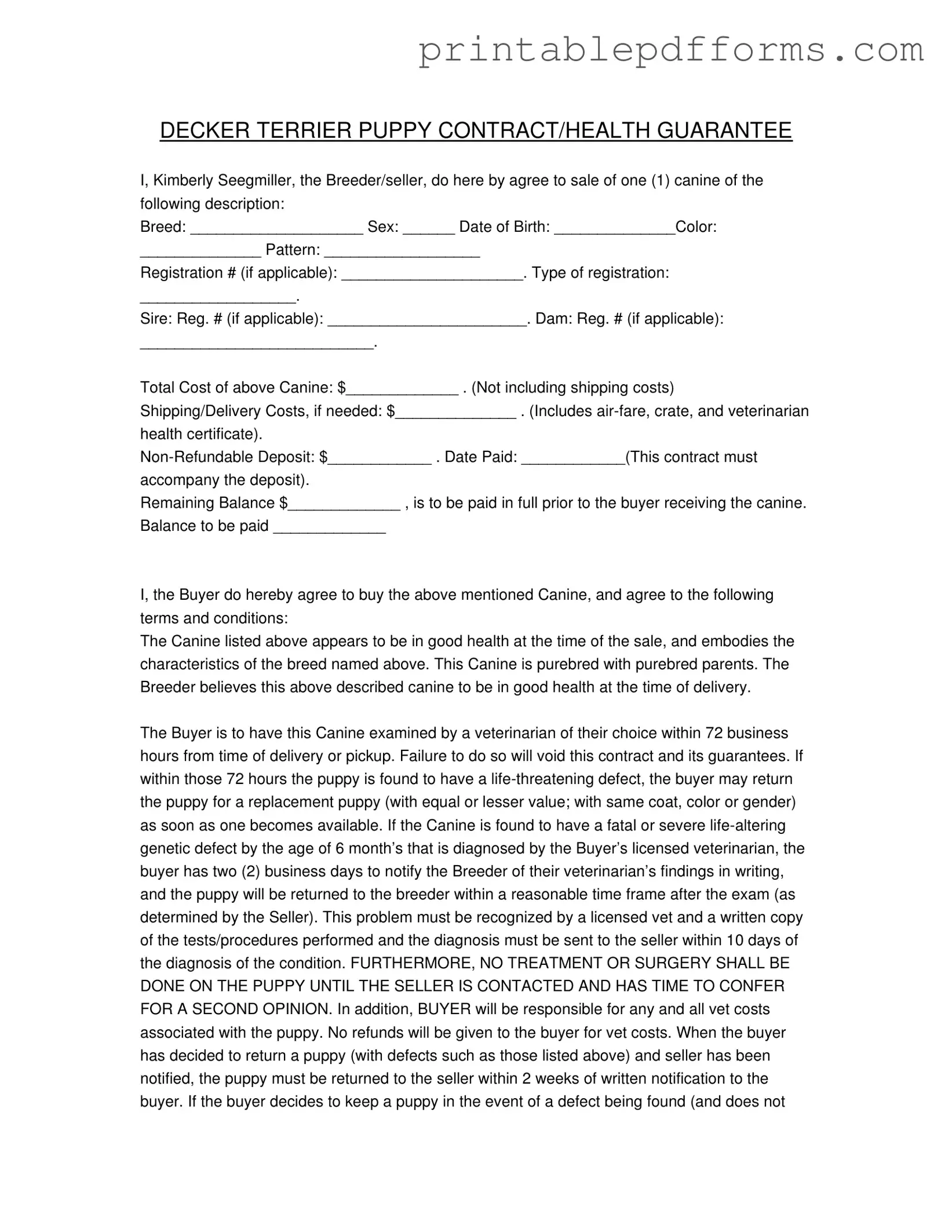 Fill a Valid Health Guarantee Form