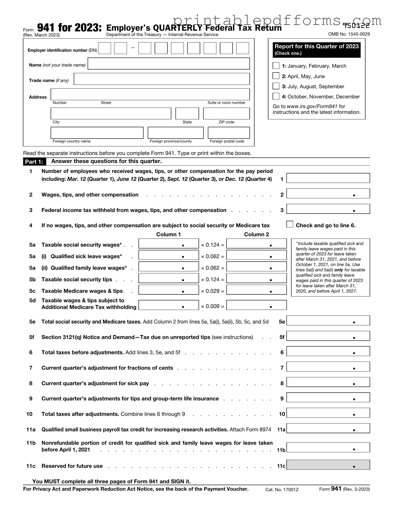 Fill a Valid IRS 941 Form
