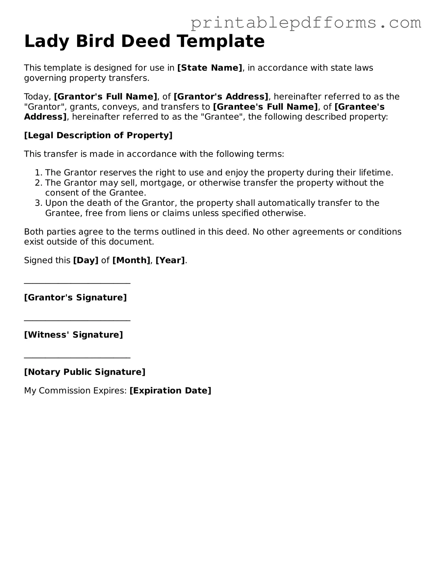 Blank Lady Bird Deed Form