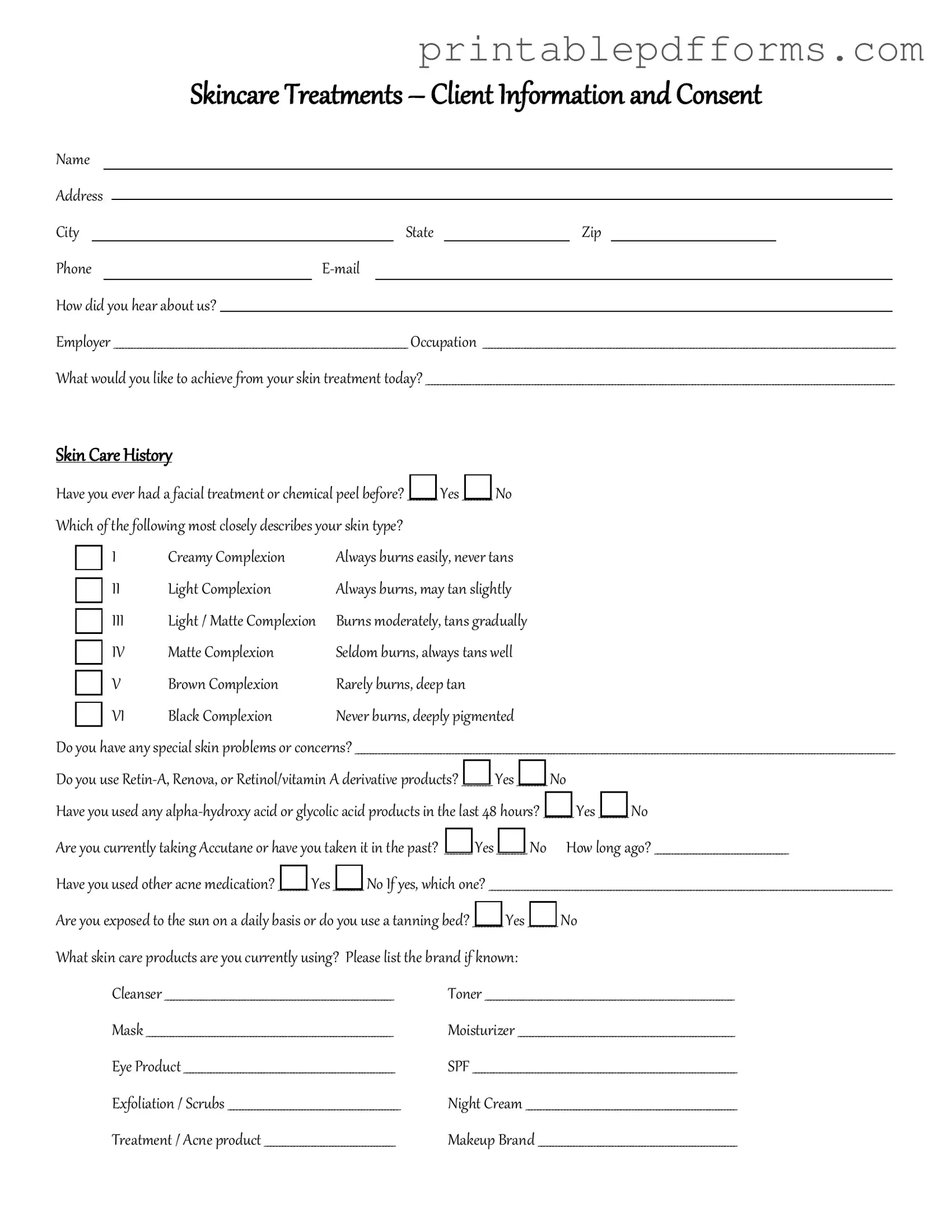 Fill a Valid Facial Consent Form