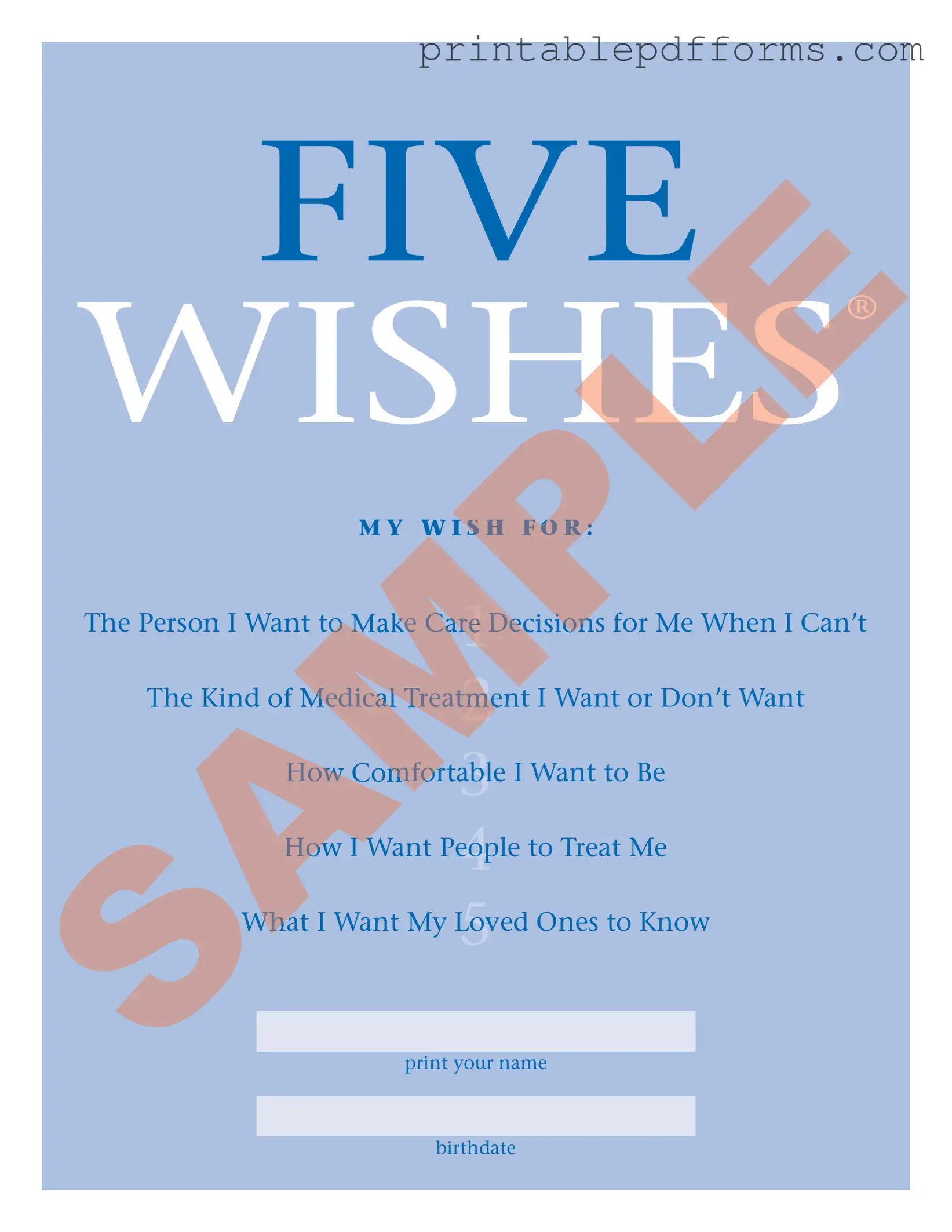 Fill a Valid 5 Wishes Document Form