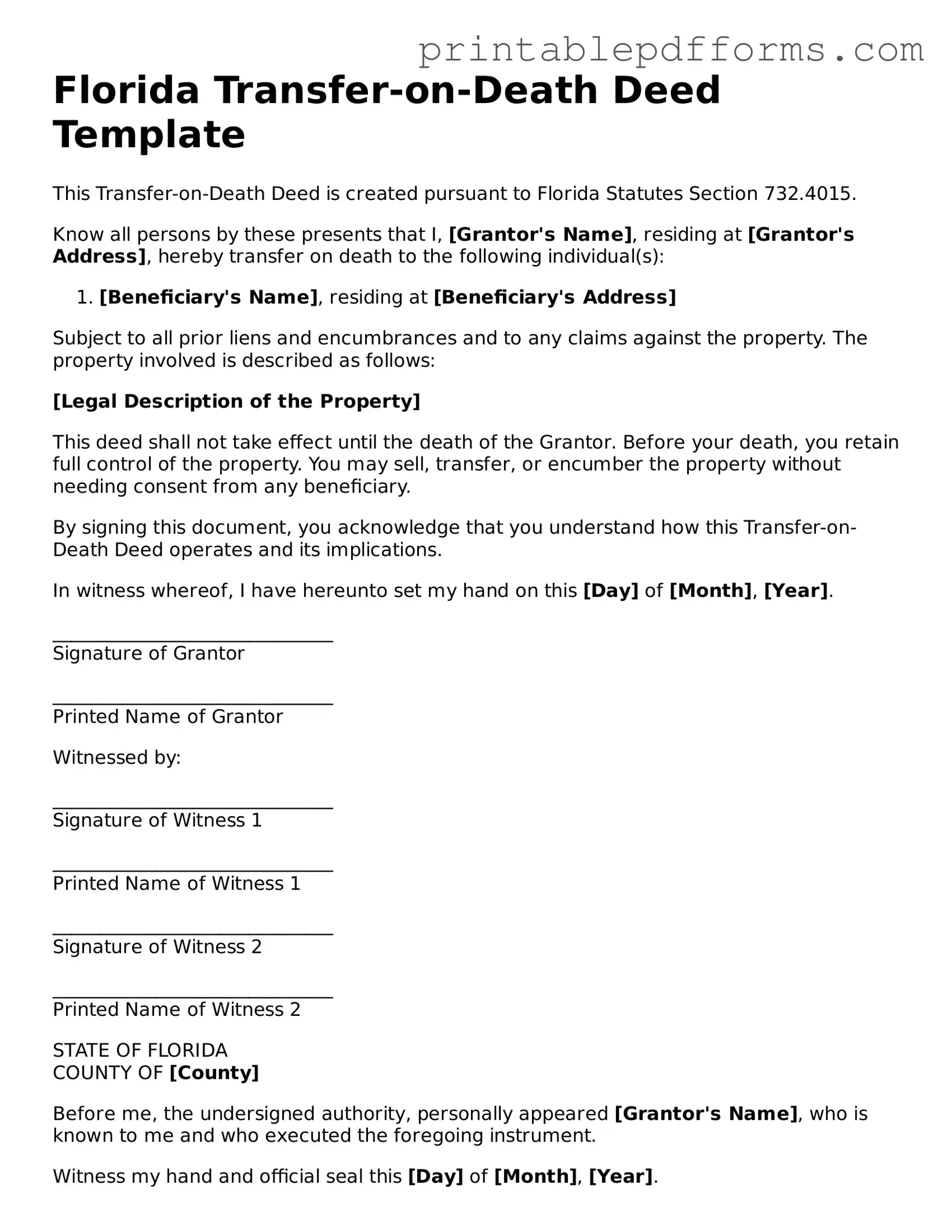 Florida Transfer-on-Death Deed Document