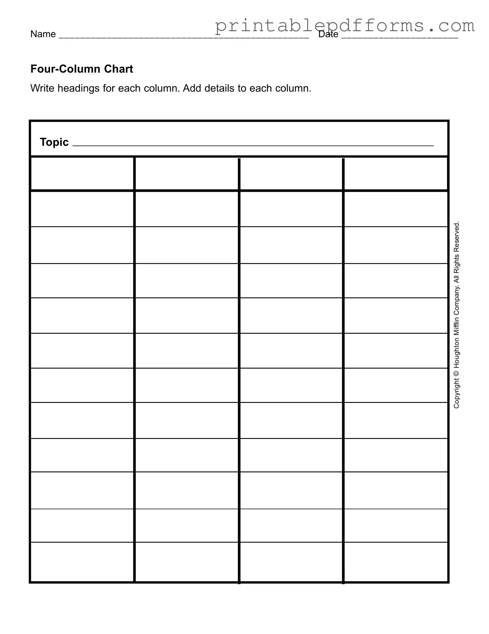 Fill a Valid Four Column Chart Form