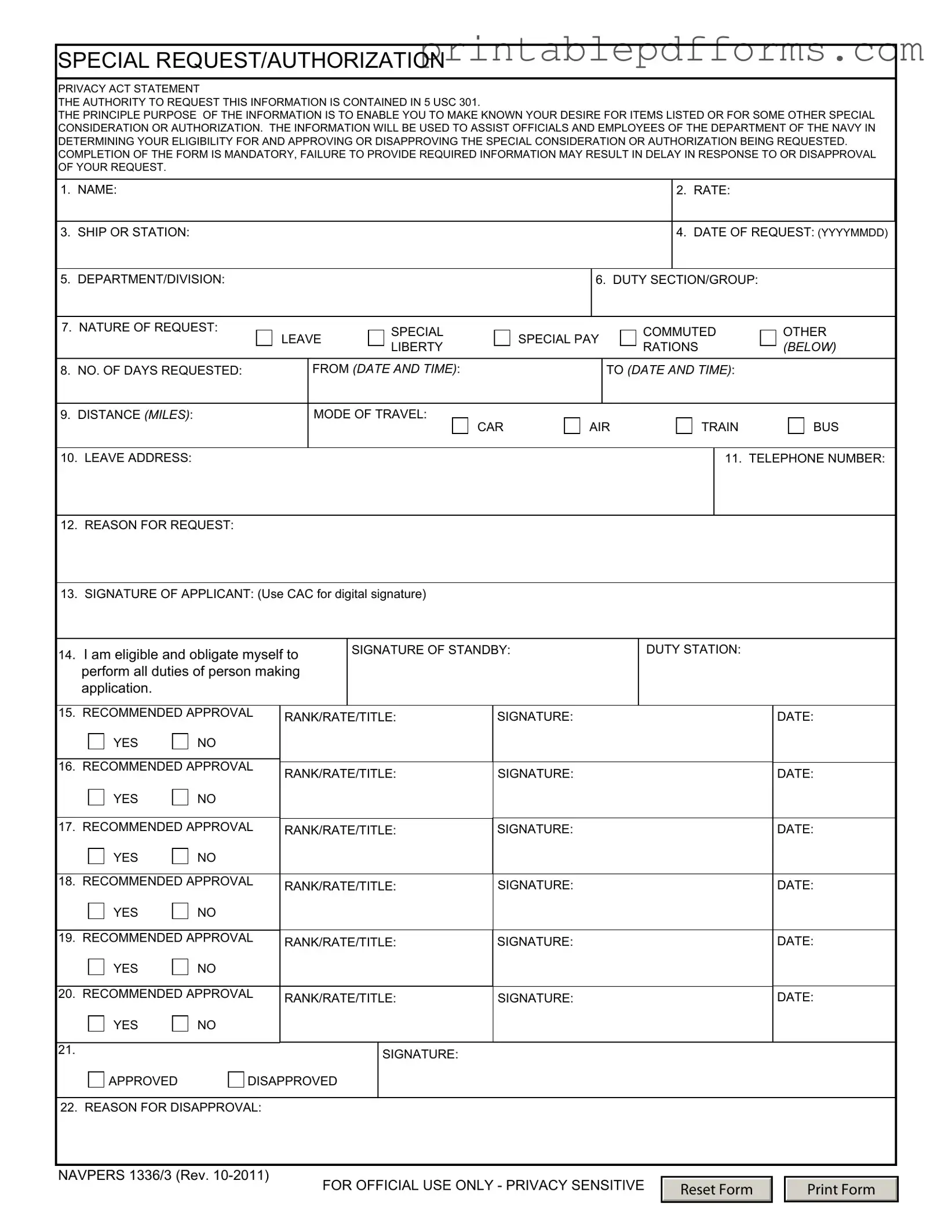 Fill a Valid Navpers 1336 3 Form