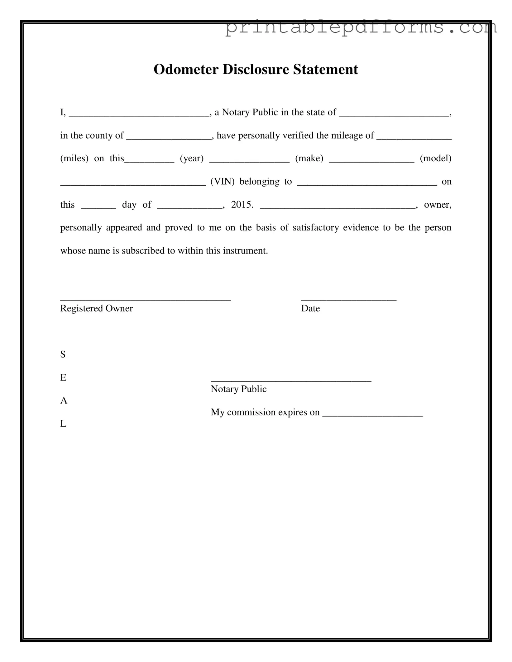 Fill a Valid Notarized Odometer Statement Form