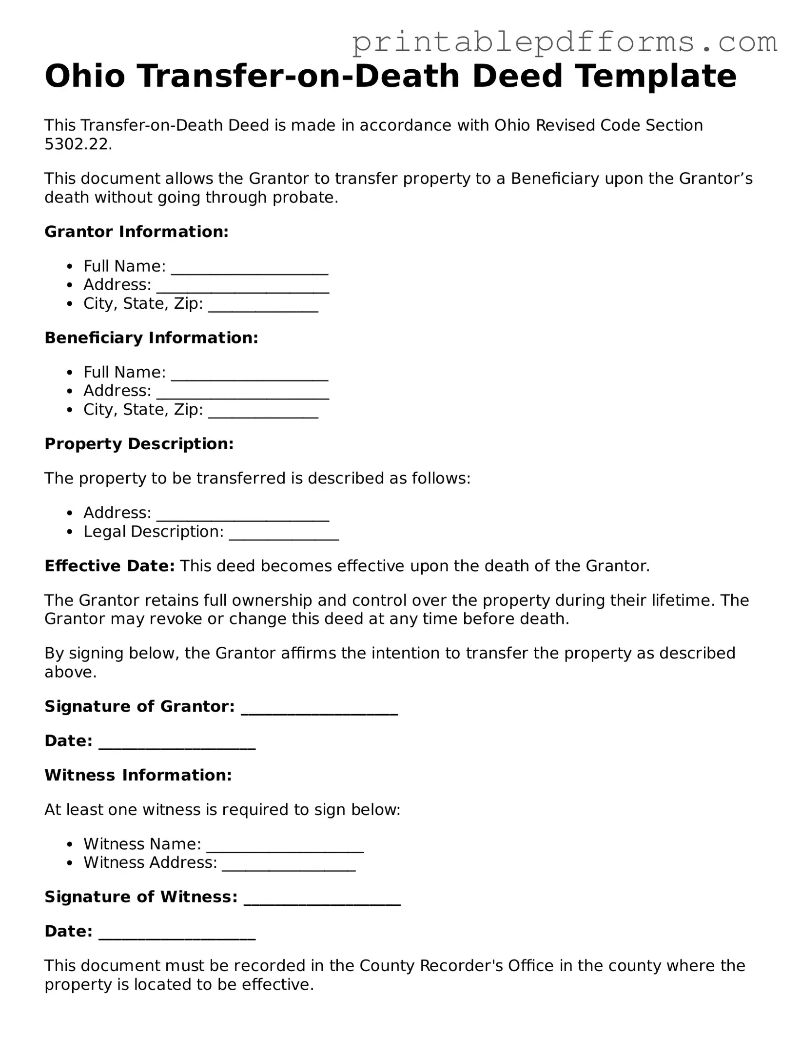Ohio Transfer-on-Death Deed Document