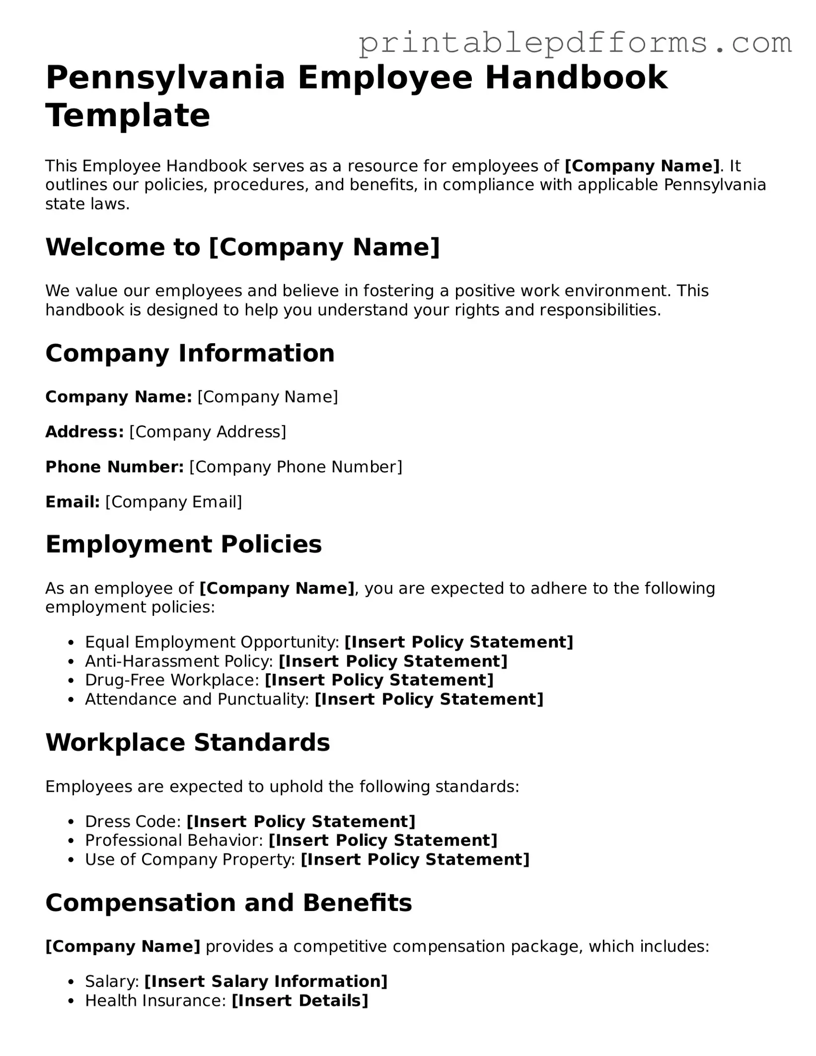 Pennsylvania Employee Handbook Document