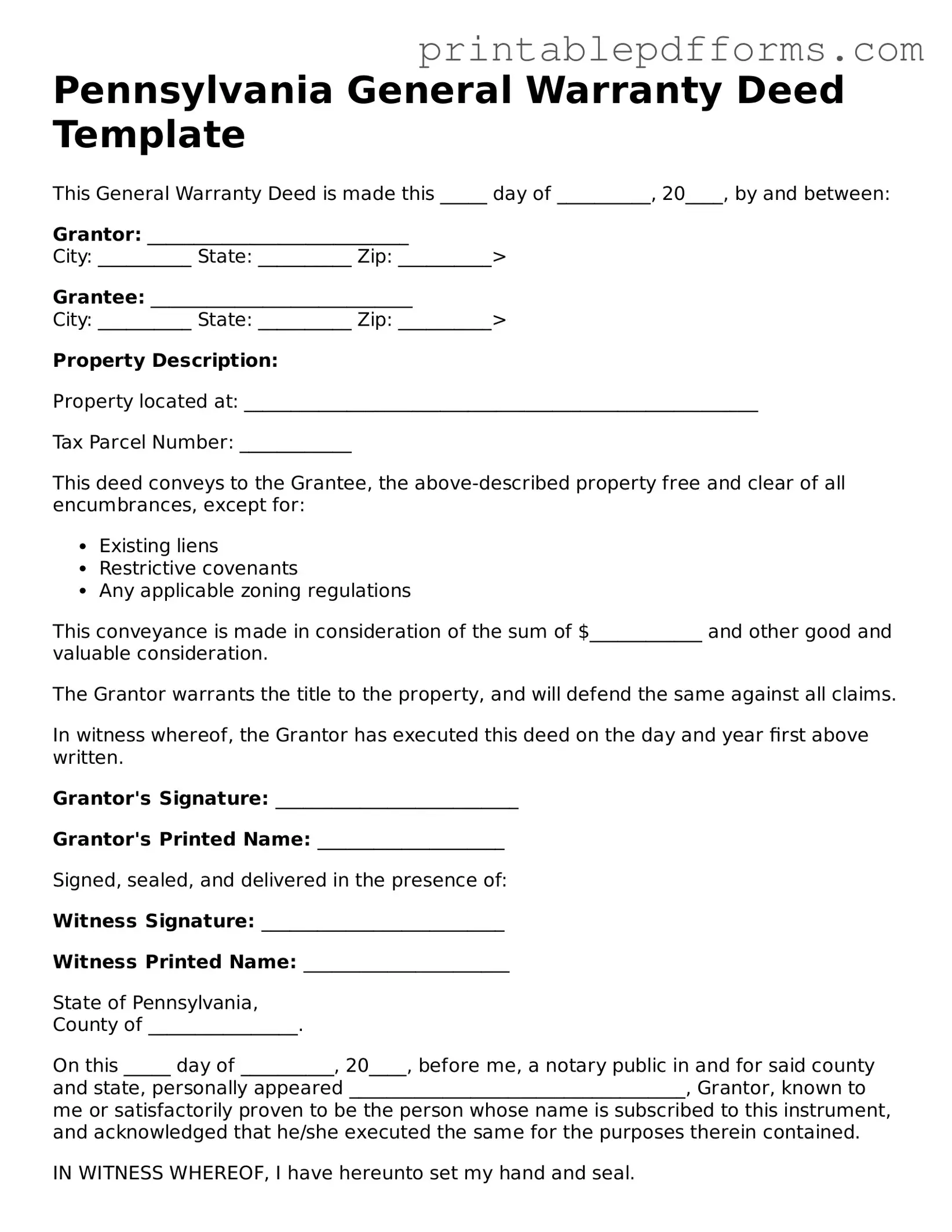 Pennsylvania Deed Document