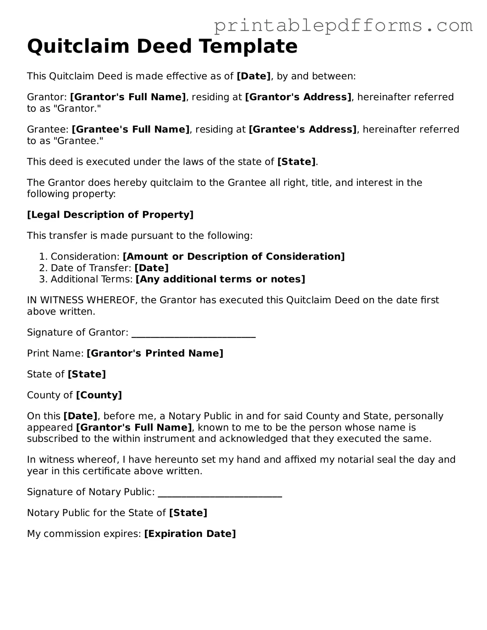 Blank Quitclaim Deed Form