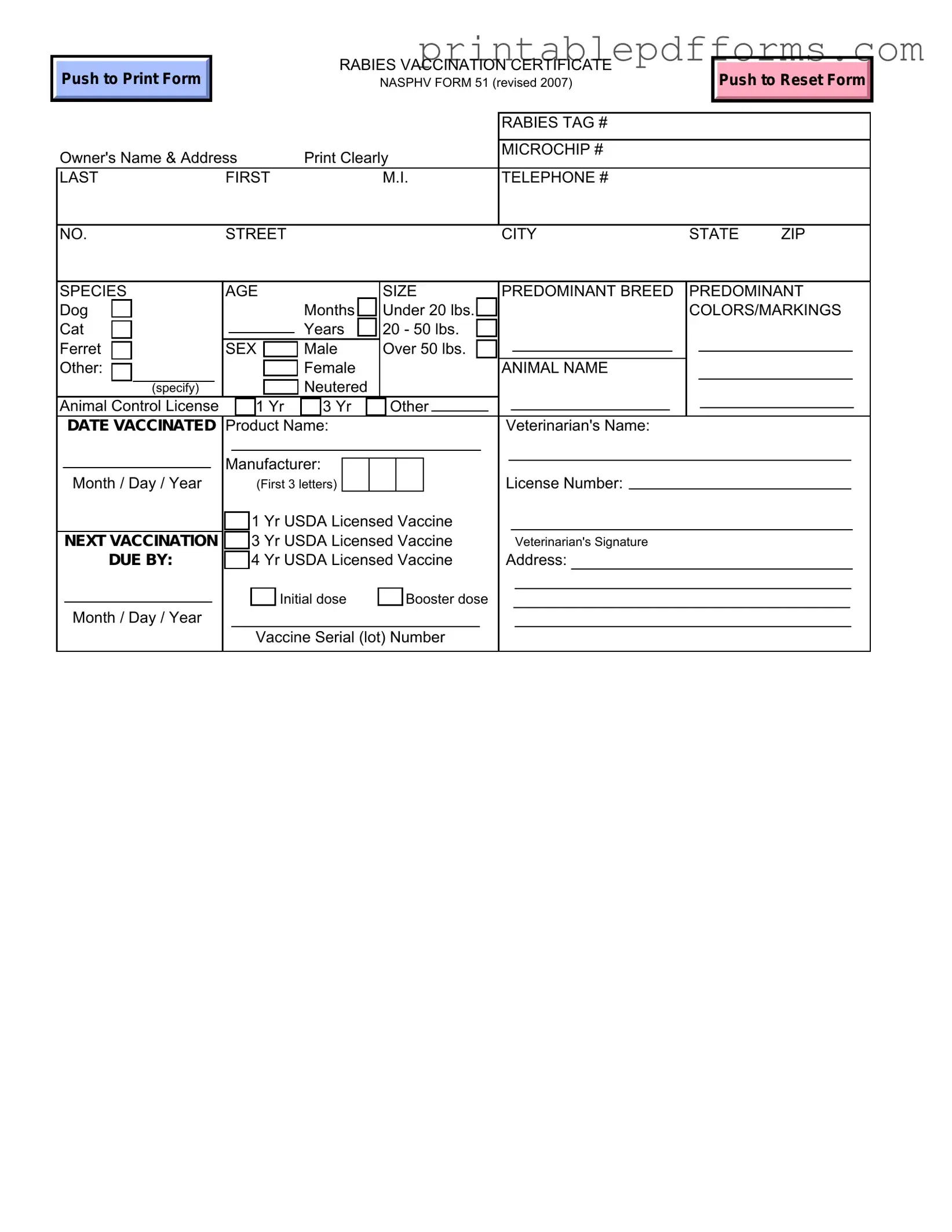 Fill a Valid Rabies Certificate Form