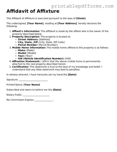 Blank Affidavit of Affixture Form