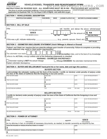 Fill a Valid California Fotm Reg 262 Form