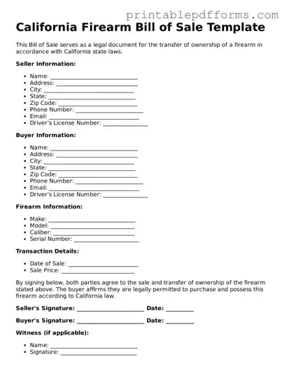 California Firearm Bill of Sale Document