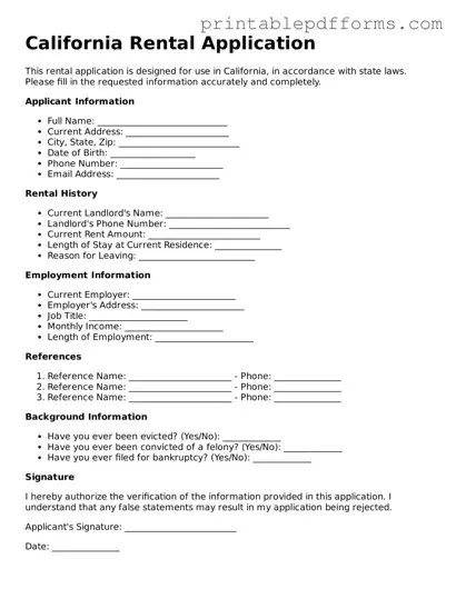 California Rental Application Document