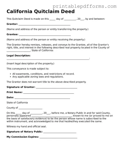 California Quitclaim Deed Document