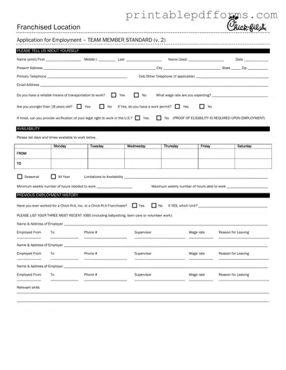 Fill a Valid Chick Fil A Job Application Form