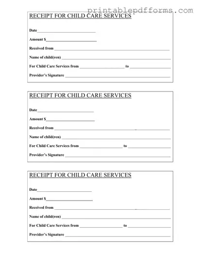 Fill a Valid Childcare Receipt Form