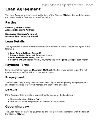 Blank Loan Agreement Form