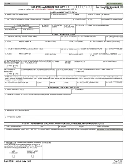Fill a Valid Da 2166 9 1 Form
