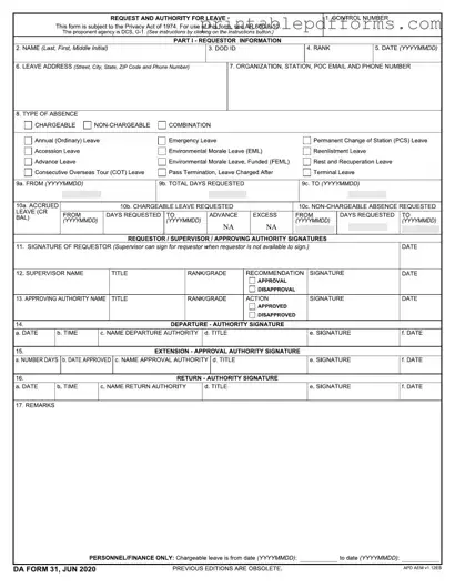 Fill a Valid Da 31 Form