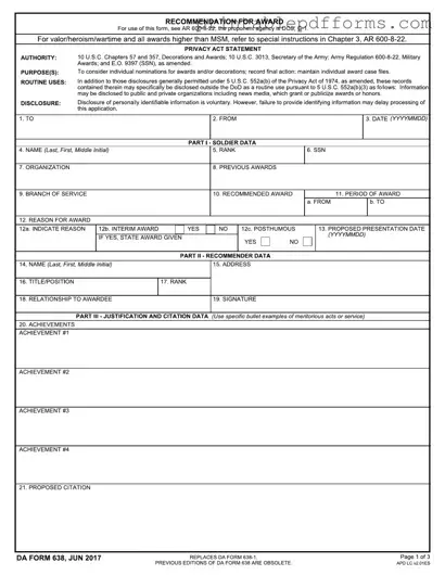 Fill a Valid Da 638 Form