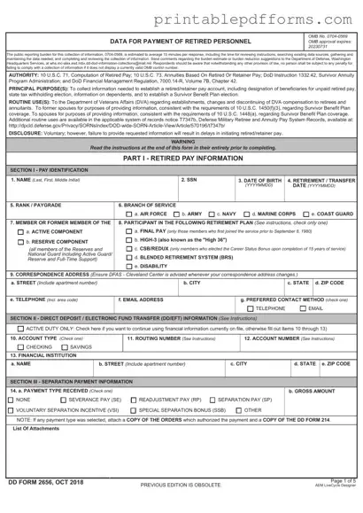 Fill a Valid DD 2656 Form