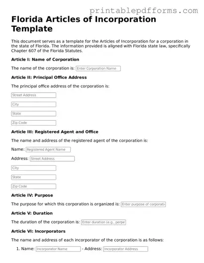 Florida Articles of Incorporation Document