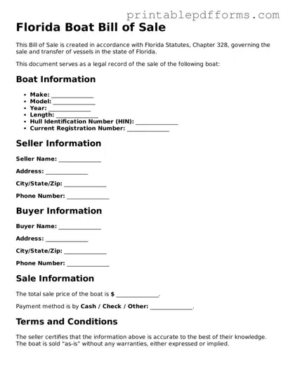 Florida Boat Bill of Sale Document