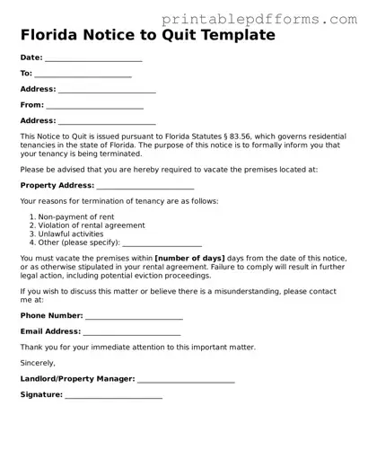 Florida Notice to Quit Document