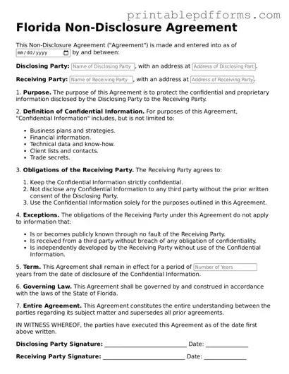Florida Non-disclosure Agreement Document