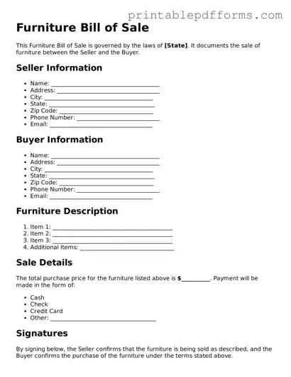 Blank Furniture Bill of Sale Form