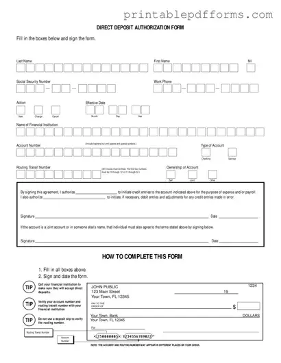 Fill a Valid Generic Direct Deposit Form