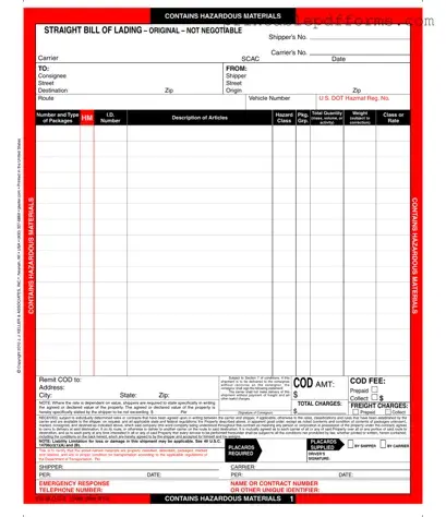 Fill a Valid Hazard Bill Of Ladden Form