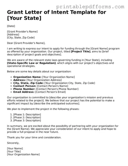 Blank Grant Letter of Intent Form