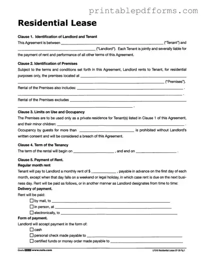 Fill a Valid Lf310 Residential Lease Form