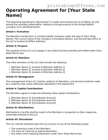 Blank Operating Agreement Form
