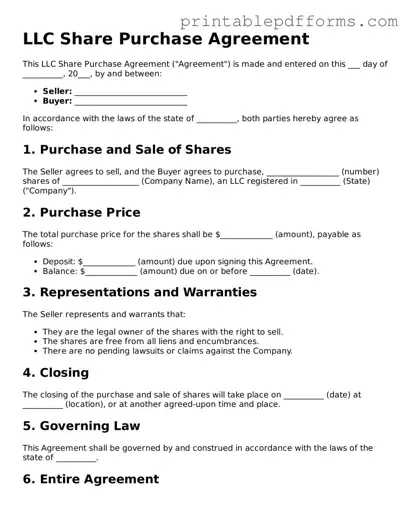Blank LLC Share Purchase Agreement Form