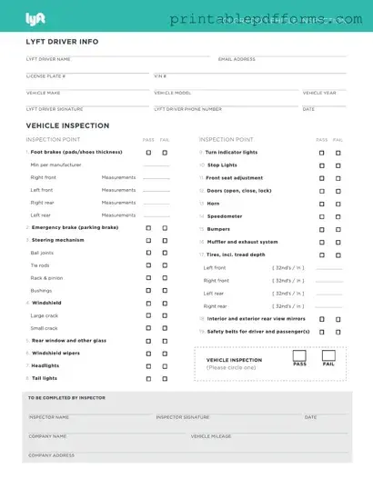 Fill a Valid Lyft Inspection Form