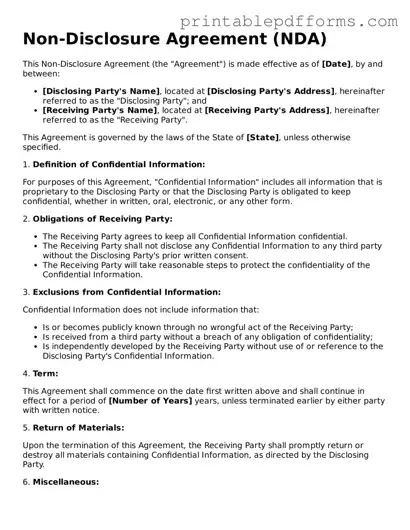 Blank Non-disclosure Agreement Form