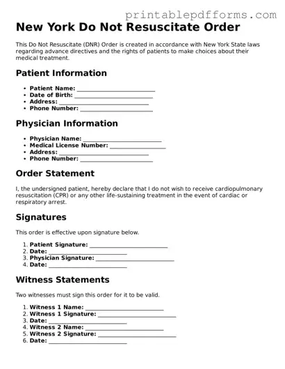 New York Do Not Resuscitate Order Document