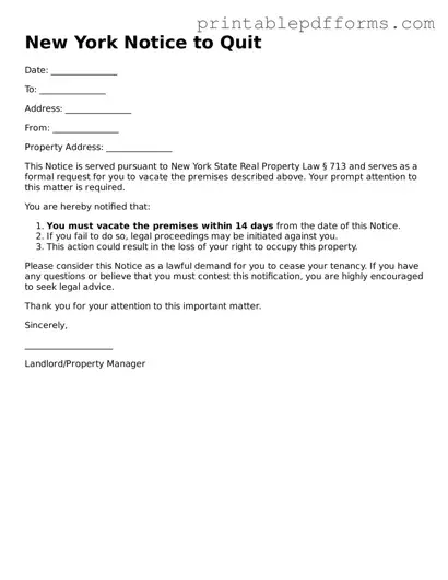 New York Notice to Quit Document