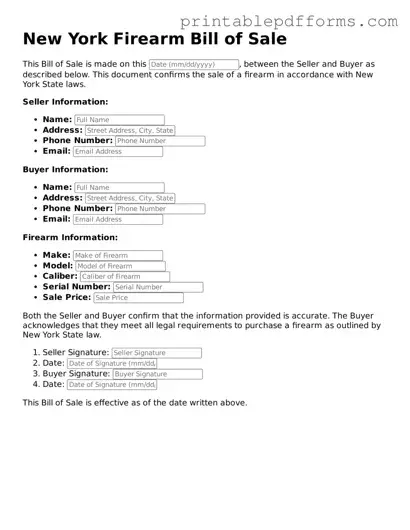 New York Firearm Bill of Sale Document