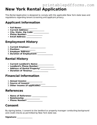 New York Rental Application Document
